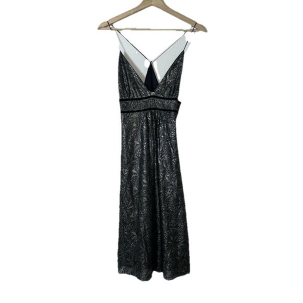 Diane von Furstenberg Black Silvery Gold Lace Strappy Silk Dress Sz. 8 NWT! - Picture 1 of 7
